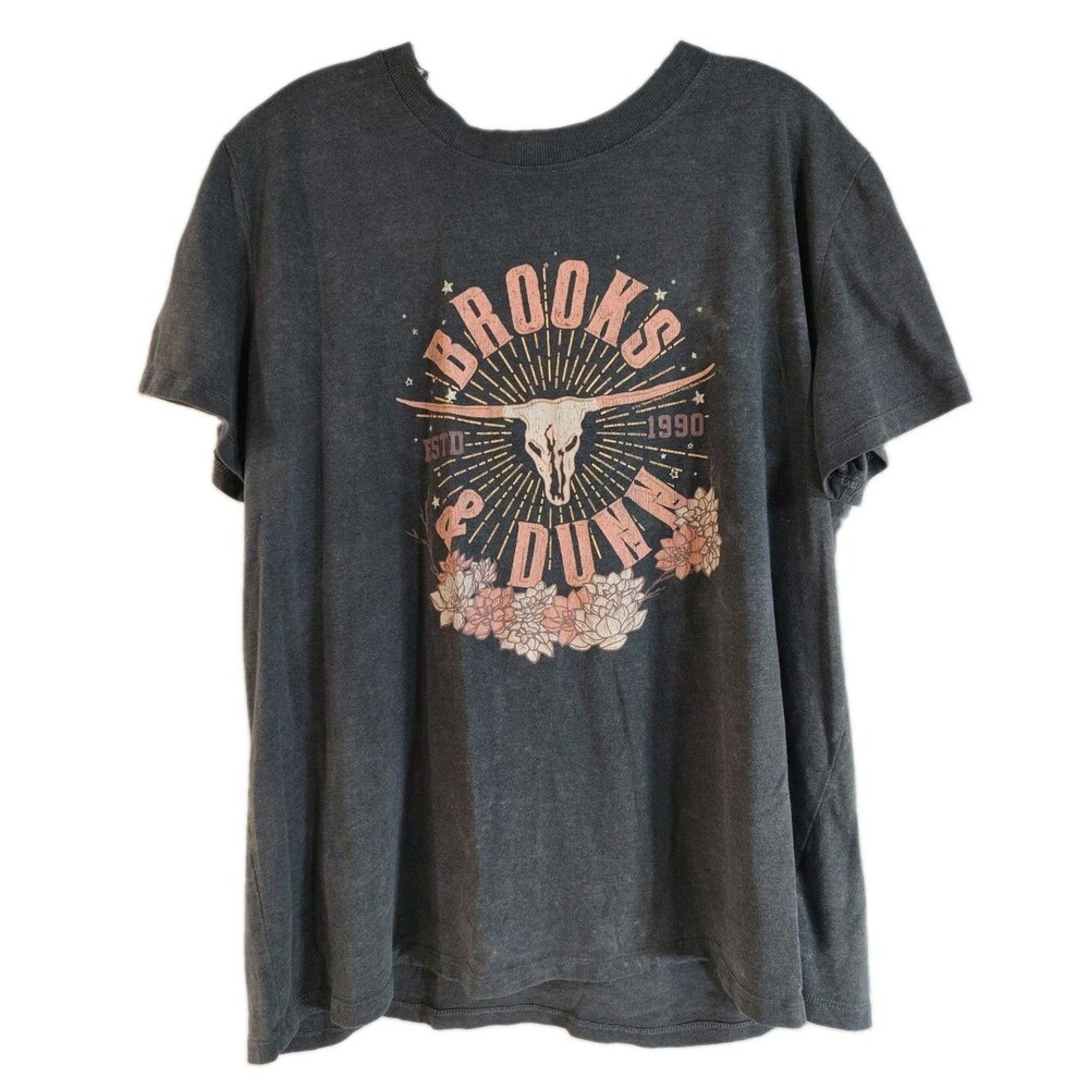 Brooks & Dunn Metal Rodeo Country Music Graphic Tee Mens Size L Gray Longhorn
